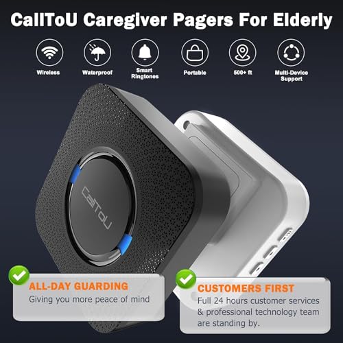CallToU-Wireless-Caregiver-Call-Button-Ederly-Monitoring-Alert-Systems-for-Seniors-1-Plugin-Receiver-2-Waterproof-Transmitters