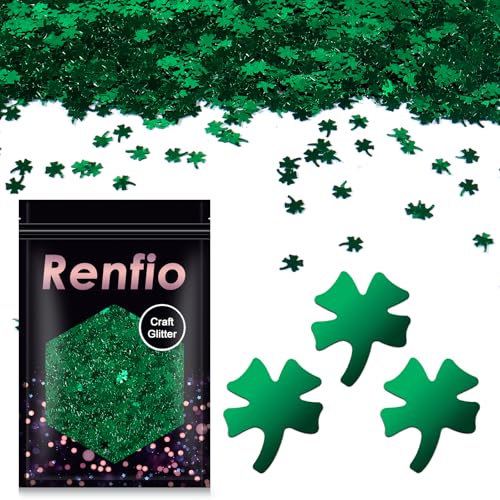 Renfio 1.75 Oz 50g Four Leaf Clover Confetti Glitter for Resin