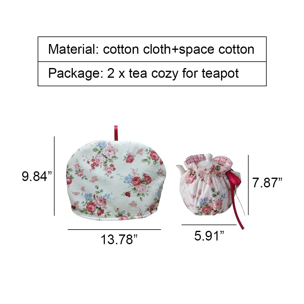 2pcs Insulated Tea Cozy for Teapot & Kettle Warmer Cover - Home Kitchen Decor Flower