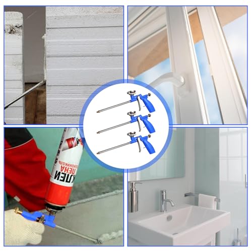 3 Stück Schaumpistole, Bauschaumpistole, Schaumpistole Bauschaum Pistole PU Schaum Pistole für Pistolenschaum Montageschaum Bauschaum, Bauschaumpistole für den Heim und Bürogebrauch für Profi (Blau)