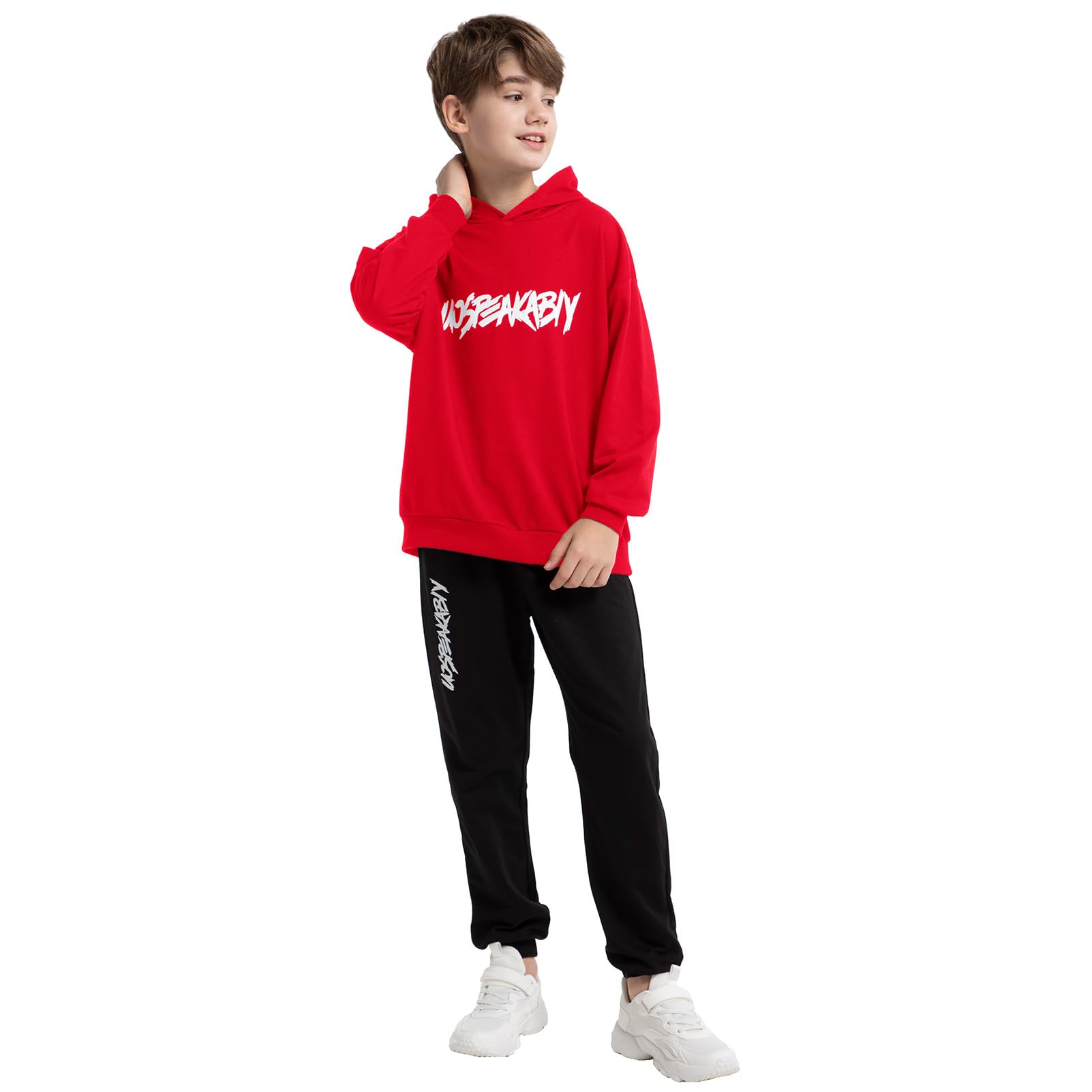 amropi Chándal Niños 2 Piezas Set Sudadera con Capucha y Pantalones Deportivo Jogging Conjunto Ropa 2-15 años - 3