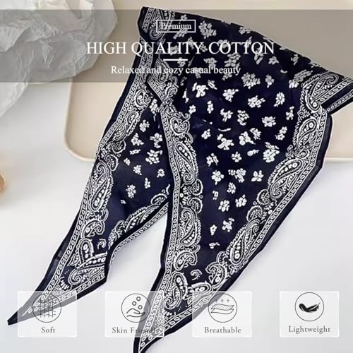 Vintage Paisley Pattern Neckerchief Cotton Bandana Scarf Lightweight Small Neck Tie Headband Headdress Hair Scarf4