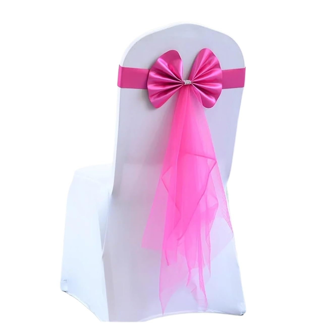 Dekoracje ślubne Wstążki na krzesła, 20 sztuk wielokolorowych szarf na krzesła ślubne do dekoracji ceremonii(Pink)
