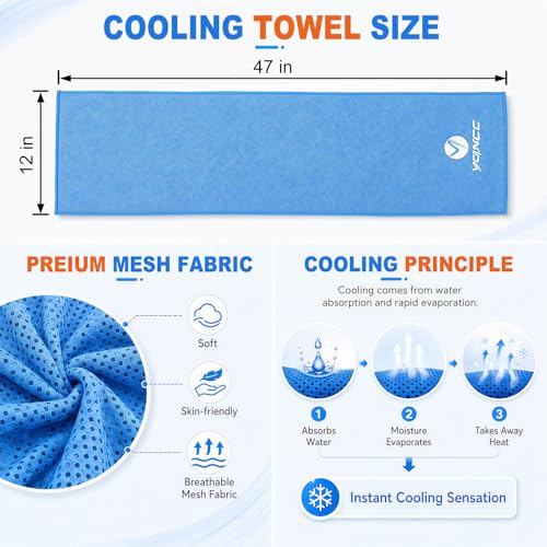 2 Pack Cooling Towels (47"x12"), Ice Cool Neck Towel, Soft Breathable Microfiber for Yoga, Golf, Gym, Running, Camping & Hot Weather - Image 3