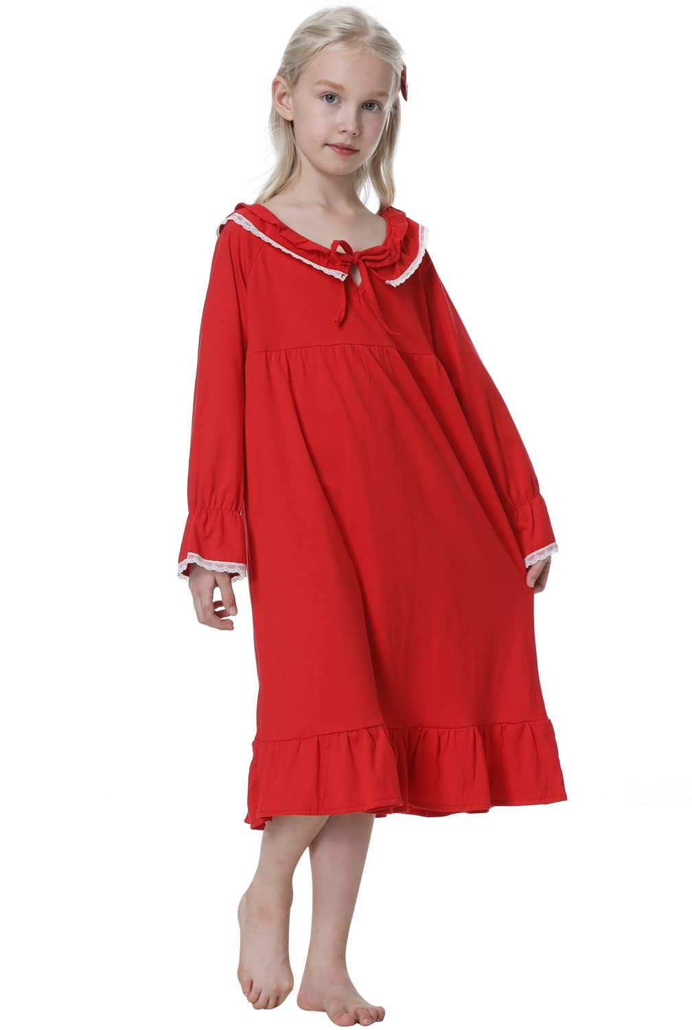 PUFSUNJJ Kids Girls Soft Cotton Nightgown Sleepwear Dress Toddler 3-12 Years