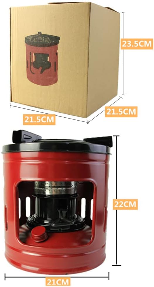 Red New Iron Art Kerosene Stove Heater Indoor/Outdoor Mini Convection Kerosene Heater for Indoor Camping Smoke-Free Camping Stove for Outdoor Patio 21x21x22cm(8.3x8.3x8.7inch)