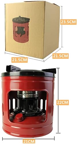 Miniatura 5 de SHYDPM Calentador rojo de queroseno Iron Art para interiores y exteriores, mini calentador de queroseno de convección para acampar en interiores,