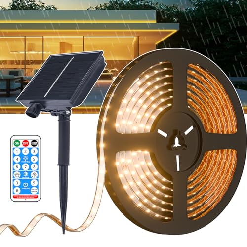 Cinta led solar exterior 16.4 pies 280 LEDs blanco cálido miniatura 1