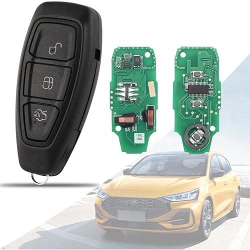 AULESSE Clé Télécommande 3 Boutons 433 MHz Coque pour Clé de Voiture de Télécommande avec Puce 4D63 pour Fo-RD Fiesta Focus Kuga Grand S-Max C-Max Mondeo...
