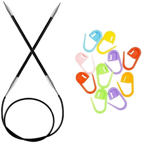 Miniatura 1 de Knitter's Pride Karbonz - Agujas de tejer circulares de 32 pulgadas (31.5 in) tamaño US 0 (0.079 in) paquete con 10 marcadores de puntada Artsiga