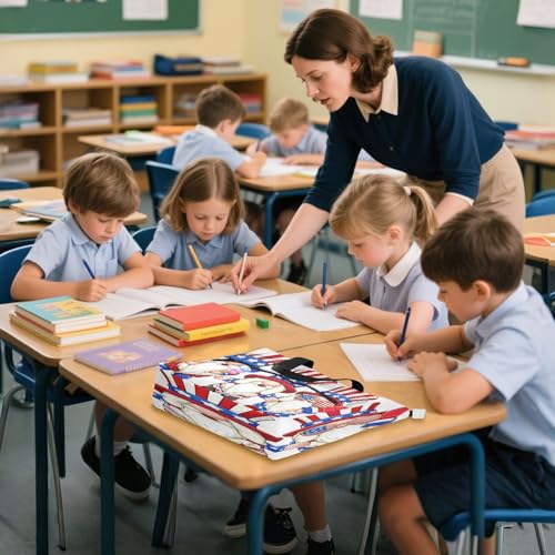 Independence Day Gnome Book Tote Bag,Large Capacity Handbag with Zipper Perfect for School,Travel,Shopping4