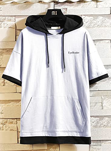 Image of EYEBOGLER Men's Trendy Hooded Neck Half Sleeves Solid T-Shirt