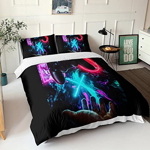 Parure de lit 3D console de jeux housse de couette 200x200cm microfibre
