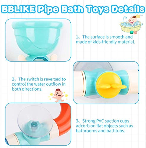 BBLIKE Bath Toys Bathtub Toys for Toddlers Kids 1 2 3 4 5+ Year Old Girls Boys, DIY Bath Pipes Toy, Cute Animal Water Spray Baby Bath Toys-Colorful