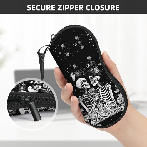 Image of Sunglasses Soft Case, Cute Ultra Light Portable Neoprene Zipper Eyeglass Glasses Case with Belt Clip for Men Women