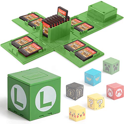 Étui de Rangement de Jeux pour Nintendo Switch - Support de Cartes de Jeu vidéo - Système de Rangement de Cartes de Jeu - Boîte de Voyage Rigide avec 16 emplacements pour Cartes de Jeu (Vert)