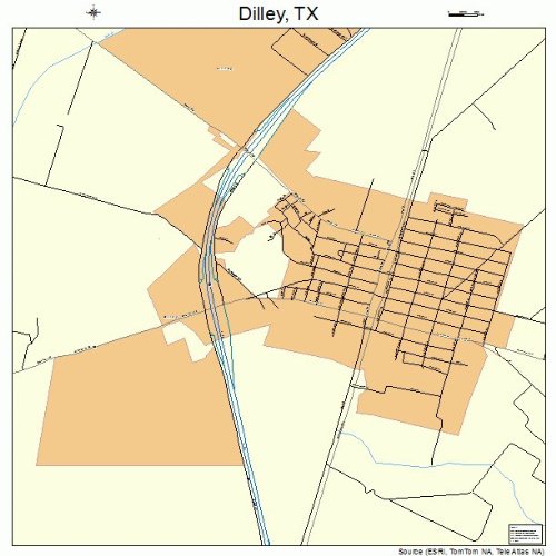 Large Street & Road Map of Dilley, Texas TX Printed poster size wall
