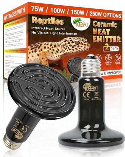 BOEESPAT Energy Efficient 60W Reptile Basking Heat Lamp Bulbs, Pack