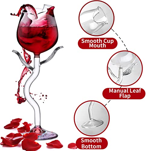 Rose Wine Glasses Cocktail Glass Set Of 4 Flower Goblet Drinking Cups Drinkware Clear Crystal Champagne Flutes Classy Red Wine Glassware Ideal Gifts For Housewarming Wedding Birthday Celebrations #TOP4