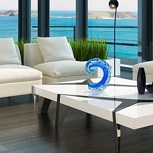 Beachcombers Ss-Bcs-03243 Rolling Ocean Coastal Tabletop Or Wall Sculptures Nautical Decor Decoration Glass Art Blue #TOP2