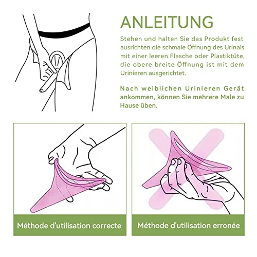Sunany Urinal für Damen, weiblich, Trichter aus Silikon, tragbar für PIPI im Stehen, wiederverwendbar, weibliche Toilette, für draußen, Aktivitäten, Camping, Reisen (grün)