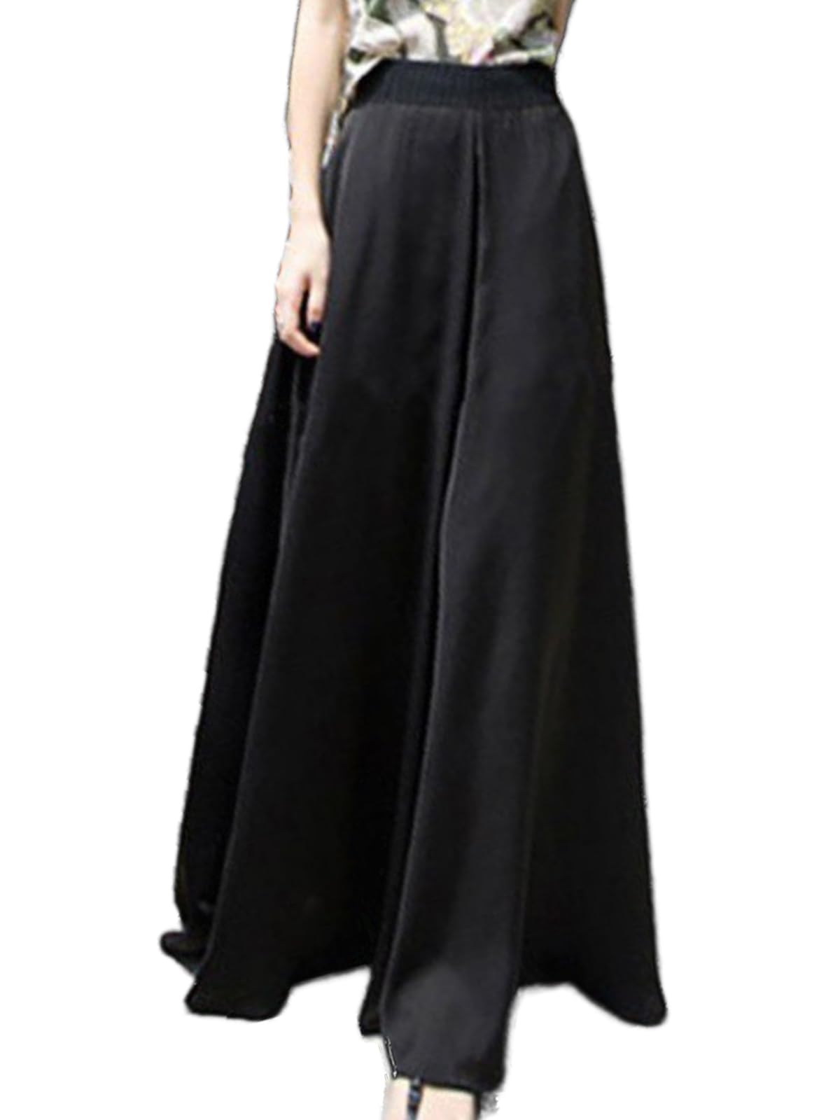 Womens 2024 Elegant High Waist Wide Leg Palazzo Pants Smooth Chiffon Flowy Pants Skirts