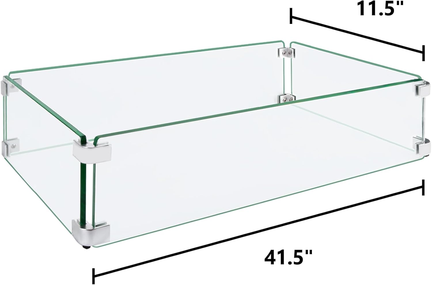 Fire Pit Wind Guard, 41.5 Square Fire Pit Glass Wind Guard, Made of Clear Tempered Glass, Set with Assembly Instructions, Free Screwdriver, Easy to Install 41.5*11.5 Inch