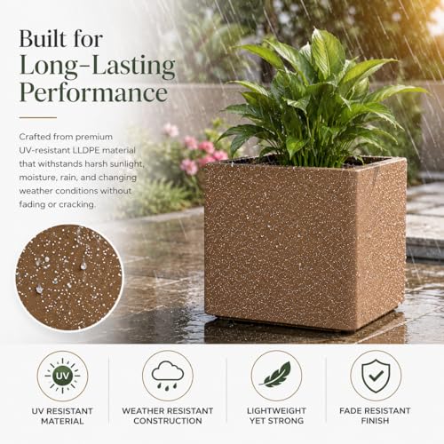 Image of ROTO Box Square Planter Pot Set | Premium LLDPE Outdoor Indoor Plant Pots | Modern Decorative Garden Planters for Home Balcony Office Patio (Dot Maroon, 1 - (12X12X12 inch), Set of 1)