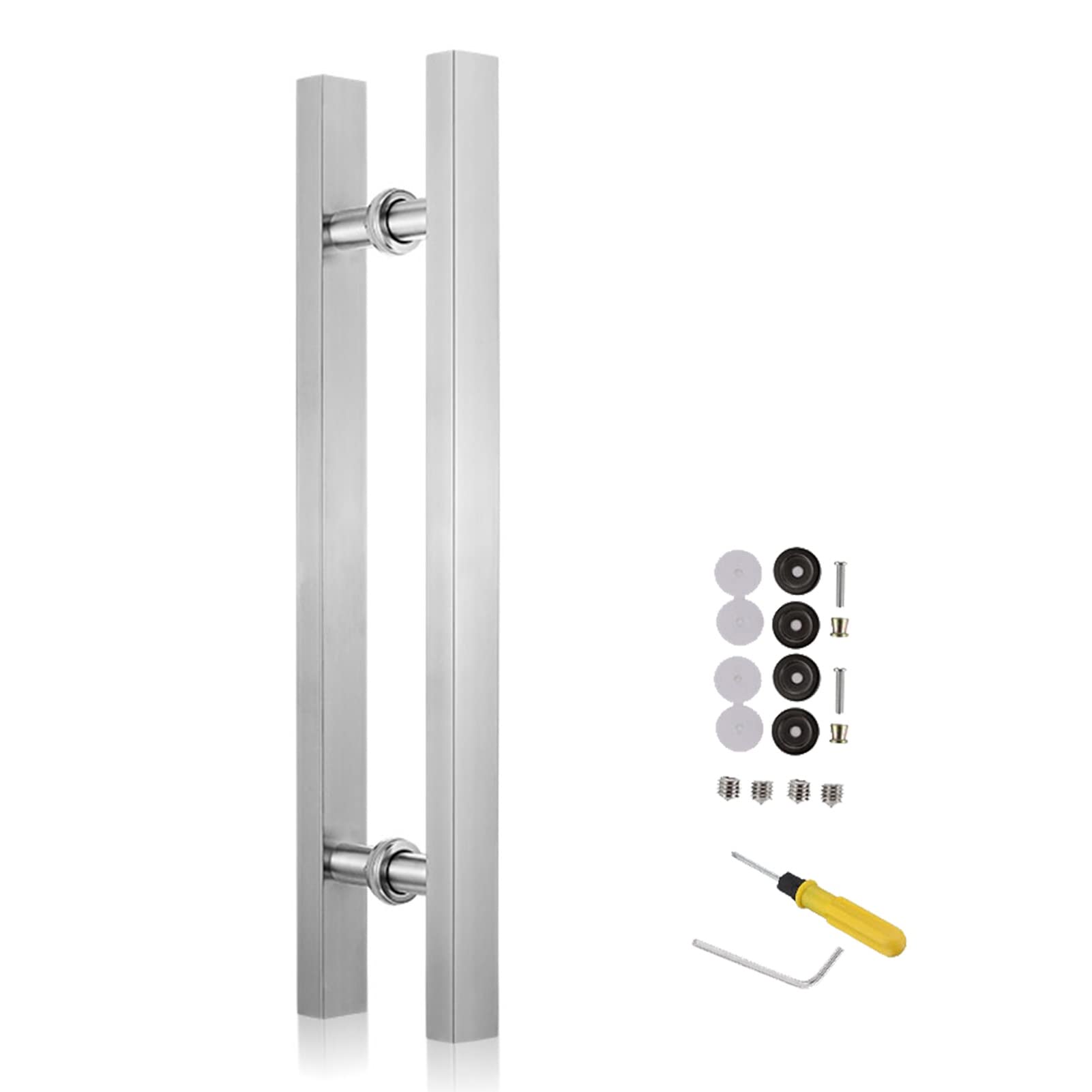 GYRAZXS Door Pull Handle Sliding Barn Door Handle Door Handle Heavy Duty Push Pull Door Handle,Stainless Steel Commercial Hardware Set with Install Fitting (Color : White, Size : 80cm/31.5)