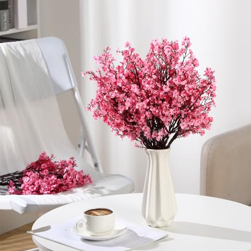 Hotop 30 Pcs Pink Babys Breath Valentines Artificial Flowers Bulk Pink Faux Flower Fake Dried Plastic Gypsophila Bouquet Silk DIY Floral Arrangement for Home Vase Table Centerpiece Wedding Party Decor by Hotop - Image 4