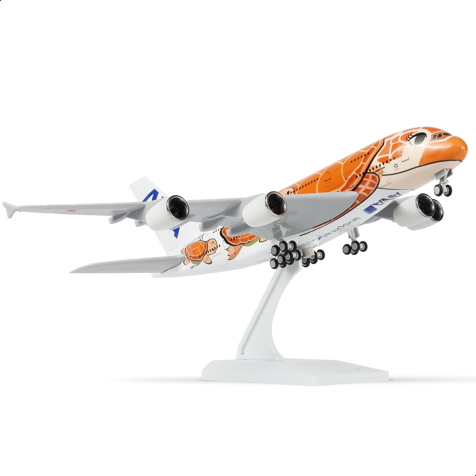 QIYUMOKE 1/300 ANA A380 Orange Turtle Design Die-cast Aircraft Model A380 Model Aircraft (30CM) with Display Stand, Can Be Used as an Aircraft Gift or Collection โ image 1