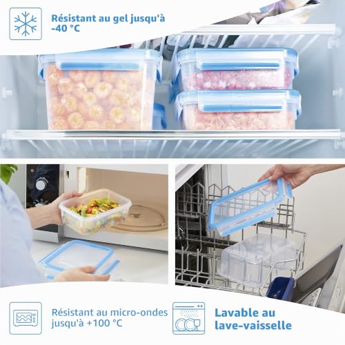Emsa 508548 Boîte alimentaire rectangulaire avec couvercle, 8.2 Litress, Transparent/bleu, Clip & Close – vue 5