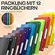 ACROPAQ - 12 x Ringbuch A4 - Mit 4 Ringen, Mit Rückenetiketten, Rückenbreite 2,5 cm, Farbbogen, Natur Farbkollektion - Ringhefter, Ringordner, Ordner A4 Schmal, Ringmappe A4, Schulordner