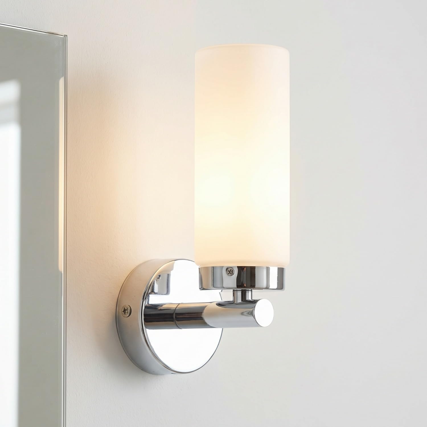 Licht-Erlebnisse Applique murale pour miroir de salle de bain en métal et verre chromé E14 H:22 W:8 D:11 applique murale pour salle de bain lumière diffuse intérieure