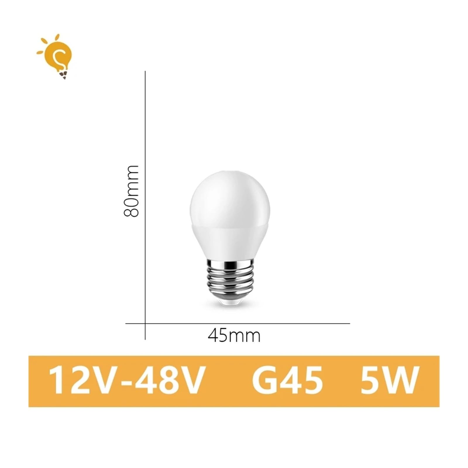 Żarówka LED niskonapięciowa AC/DC12V 24V 36V 48V E27 B22 10W Bombilla do żarówek Led na energię słoneczną 12 woltów niskiego napięcia oświetlenie lampy (Size : 6000K, Material : G45 5W E27_8 PCS_NO