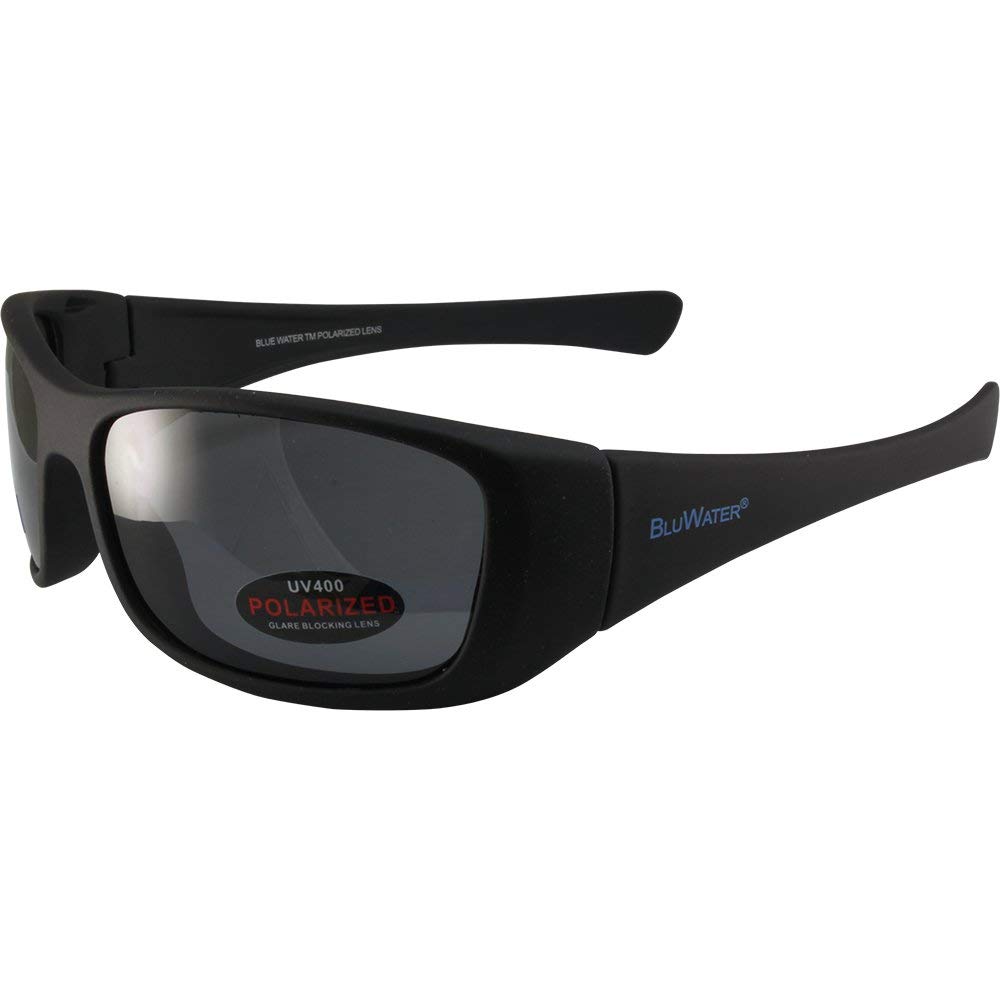 Bluewater PolarizedPaddle Sun Glass Matte Black Frames Polarized Grey Lenses by Global Vision