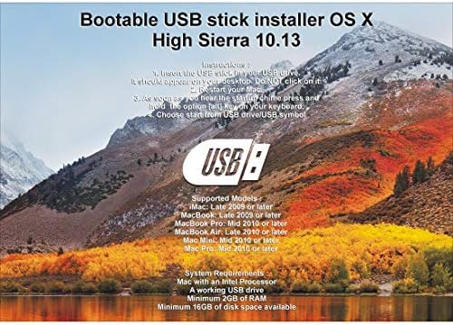 Generic 16GB macOS X High Sierra 10.13 Bootable USB Stick - Full OS Install, Reinstall, Recovery and Upgrade