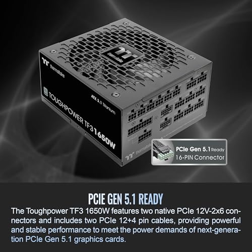 Image of Thermaltake Toughpower TF3 1650W; ATX 3.1; x2 Native PCIe 5.1 12V-2x6; Dual-Color H++ Connectors; Multi /Single Rail OCM Toggle; 100% Japanese Capacitors; 80 Plus Titanium; PS-TPD-1650FNFATU-1