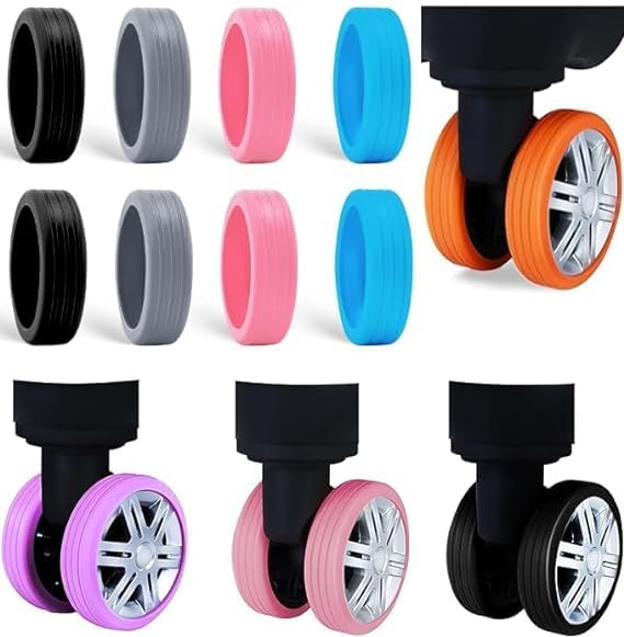 ZIVSA Travel Luggage Wheel Cover,Luggage Wheels Protection Covers for Office Chair Caster, Trolley Bag Suitcase (Pack of 1-8Pcs)(Orange)-image-45