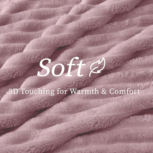 Image of BEDELITE Ribbed Twin Blanket for Couch & Bed, Berry Purple, 60 inchx80 inch