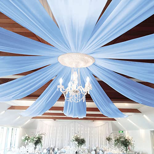 Image of FOTSHARER Baby Blue Ceiling Drapes for Wedding Ceiling Drapes 2 Panels 5x20FT Chiffon Wedding Arch Draping Fabric Ceiling Curtains for Backdrop Ceiling Decorations for Party Arch Drapery for Reception