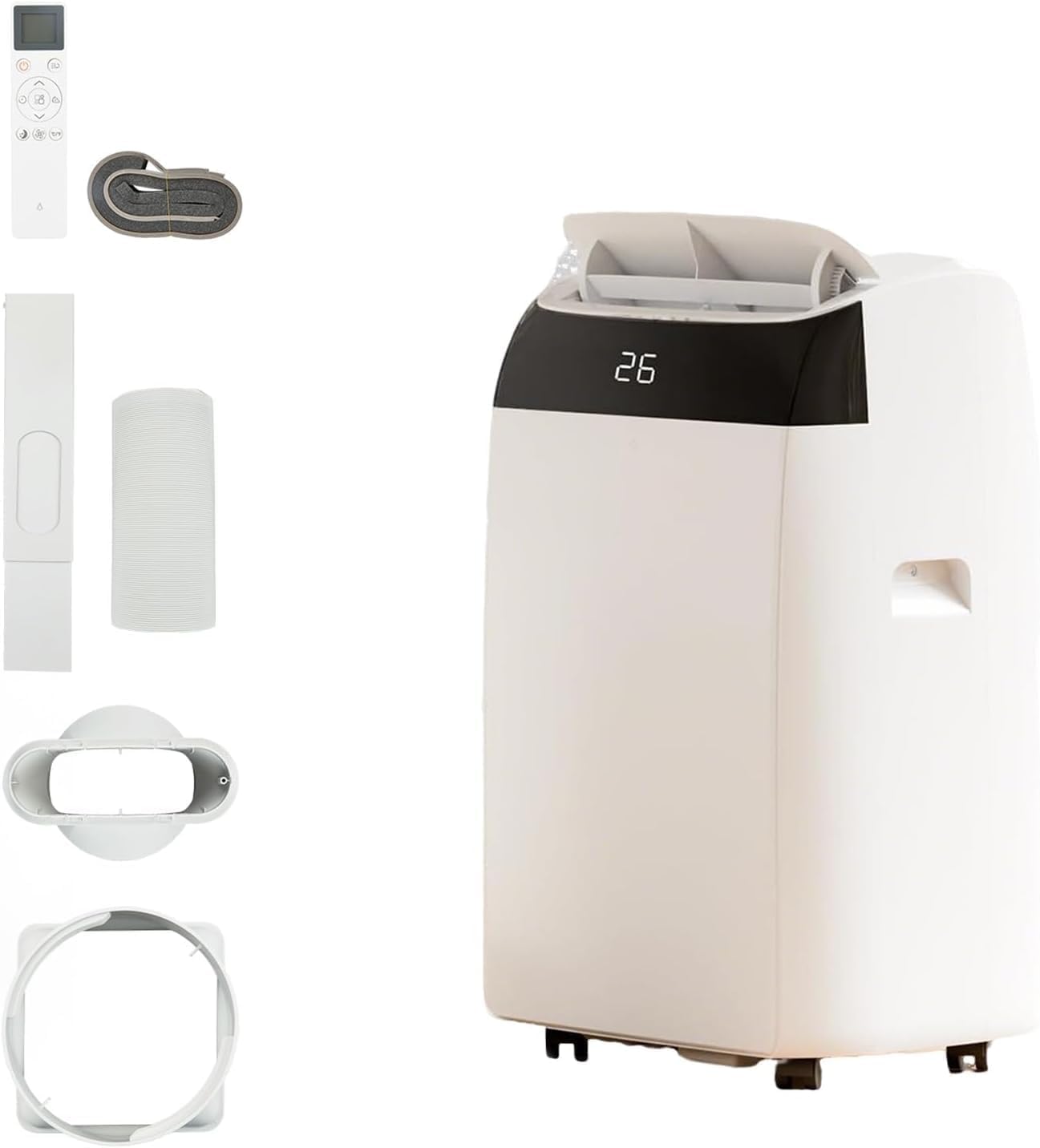 Lidzopas White 10000 Btu Portable Air Conditioner, 5-In-1 Mobile Ac Unit With Cooling, Dehumidifier, Fan, 3 Speeds, 24H Timer, Sleep Mode, Quiet, Remote, Window Kit For Home & Office Up To 500Sq.ft,