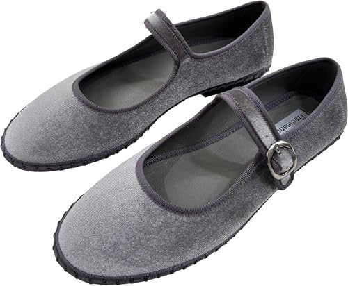 Women's Mary Jane Ballet Flats with Silver Buckle Strap Round Toe Slip-On Shoes Comfortable Casual Ballerina Shoes4