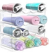 4 Pack Water Bottle Organizer, Large Compartment Stackable Kitchen Pantry Organization and Storag...