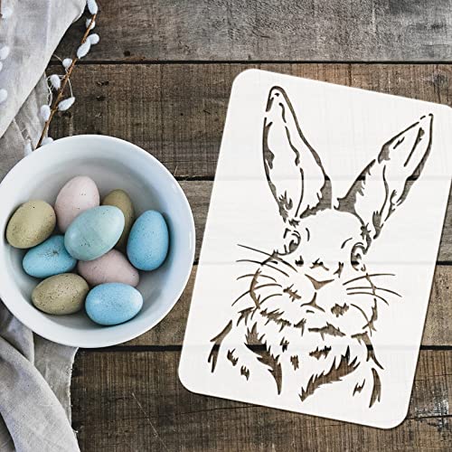 FINGERINSPIRE 4PCS Rabbit Painting Stencils 29.7x21cm Happy Easter Decoration Plastic Long-Eared Bunny Stencil Sunflower Leaves Glasses Easter Egg Art Craft Stencil for Wall Tiles Home Decor - Image 3
