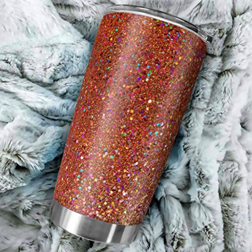 Wmeyiseyiy Taza térmica de acero inoxidable rosa brillante, 20 onzas, aislada al vacío, taza de café con tapa… - Imagen 6