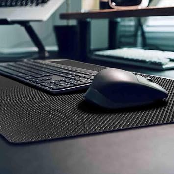 Ultra Thin Gaming Desk Pad Mat, Carbon Fiber Texture Large Mouse Pad Office Desk Mat, for Computer Desktop Protection Office Home Decor (Black 01,60x40cm)