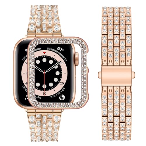 wutwuk Compatible Bling Apple Watch Straps 42mm(Series 11/10) with Bling Case