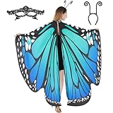 Spooktacular Creations Butterfly Wing Cape Shawl with Lace Mask and Black Velvet Antenna Headband