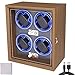 Blendra Automatic Watch Winder Box for 4 Watches - Quiet Motor, 4 Rotation Modes & Blue LED Light, Acrylic Display Case With Wipe Cloth - Watch Storage